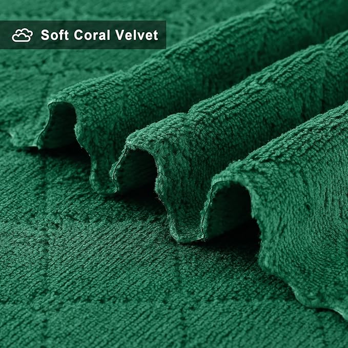 Homaxy 24 Pack Dish Towels for Kitchen (10 x 20 Inches, Dark Green), Super Soft and Absorbent Coral Velvet Dish Cloths for Washing Dishes, Nonstick Oil Fast Drying Microfiber Cleaning Cloth