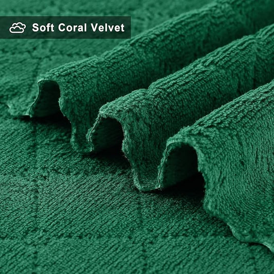 Homaxy 24 Pack Dish Towels for Kitchen (10 x 20 Inches, Dark Green), Super Soft and Absorbent Coral Velvet Dish Cloths for Washing Dishes, Nonstick Oil Fast Drying Microfiber Cleaning Cloth