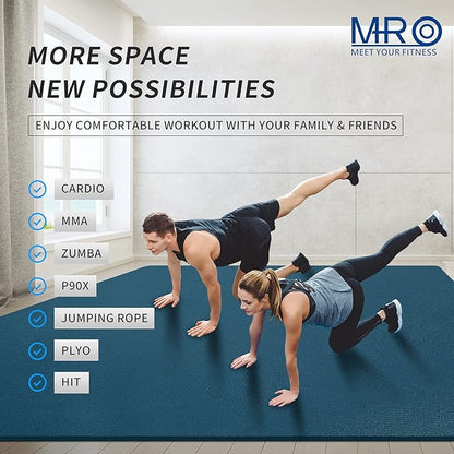 MRO Extra Large Exercise Mat For Home Gym, 8'x4.5'/7'x4.5'/6'x4.5'(7mm) Workout Mats for Gym Flooring, Non-Slip, Extra Thick Durable Cardio Mat, Ideal for Plyo, Weights, MMA, Jump Rope -Shoe Friendly