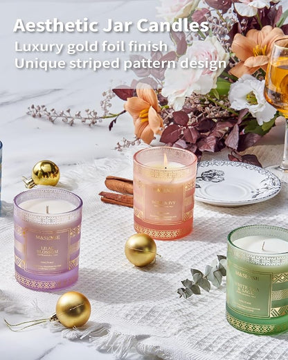 M&SENSE Lilac Blossom Soy Candles for Home Scented, 7.4oz 45 Hour Long Burning, Winter Aromatherapy Candle for Spa Meditation Yoga, Housewarming New Year Gifts for Her