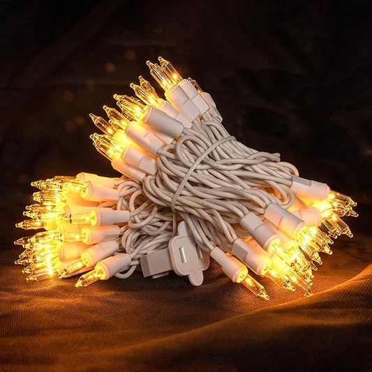 Christmas Lights 100 Count Mini Clear Lights 22.7ft White Wire Christmas Tree String Lights Set for Outdoor Indoor Christmas Decorations Wedding Decorations Valentines Day Decor,UL Certified