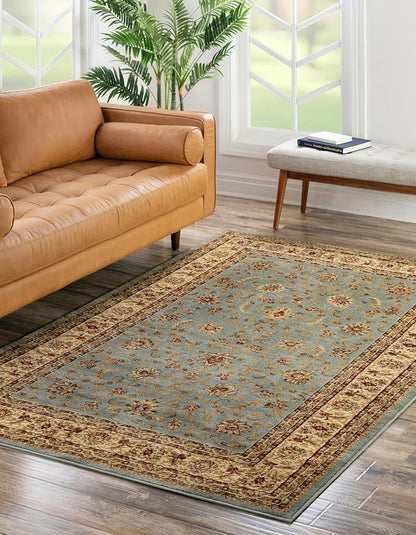 Rugs.com Aditi Collection Rug – 5' x 8' Light Blue Low Rug Perfect for Living Rooms, Large Dining Rooms, Open Floorplans