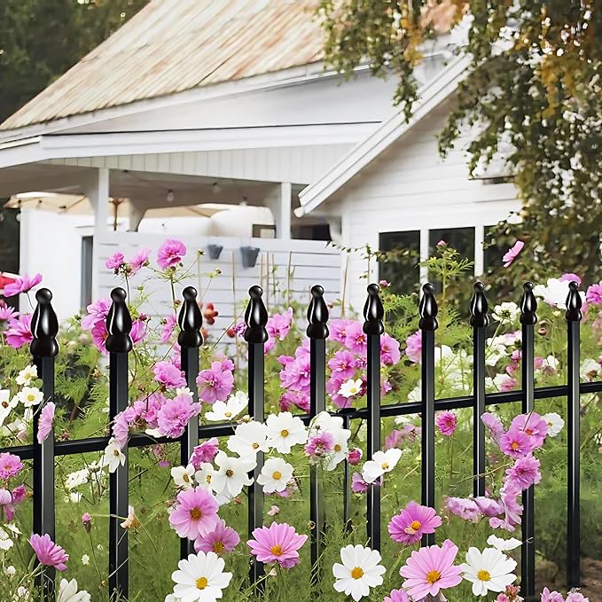 ARIFARO Decorative Metal Garden Fence 28" high x 22" Wide 5 Pack, Animal Barrier for Dog Pet,Border Garden Fencing for Outdoor Patio Lawn Yard Flower Bed