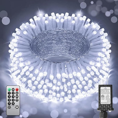 120FT 380 LED Christmas String Lights, 8 Modes Plug in Fairy Lights Connectable, Timer & Memory, Indoor Outdoor Twinkle Light for Christmas Tree Yard Outside Bedroom Classroom Decoration, Cool White