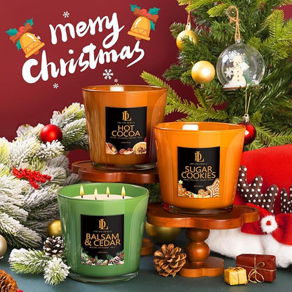 Large Christmas Candle Sugar Cookie Scented, 4 Wick Natural Soy Candles for Home Scented, 30oz Big Scented Candle Long Lasting, Holiday Baking Fragrance Home Kitchen Christmas Gift for Women Men