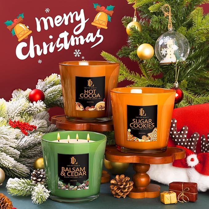 Large Candle Hot Cocoa Scented, 4 Wick Natural Soy Candles for Home Scented, 30oz Big Holiday Candle Long Lasting, Home Kitchen Scent Candles Valentine's Day Gifts for Women Men