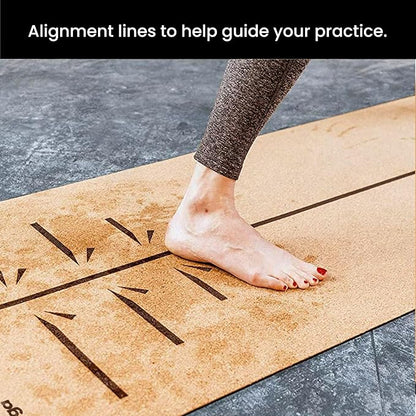 Luxury Cork Yoga Mat - Non Slip, Extra Thick Grip. Thicker, Longer, and Wider for More Comfort and Support. Tough Enough For Hot Yoga. Natural, Non Toxic, and Eco Friendly. Optional Alignment Lines.