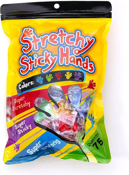 75 Pcs Bulk Sticky Hands for Kids - Slappy Slap Little Small Hands Sticky Toy - Goodie Bags Stuffers Party Favors for Birthday, Treasure Box, Hand Game 4-8, 8-12 - Easter Basket Fillers