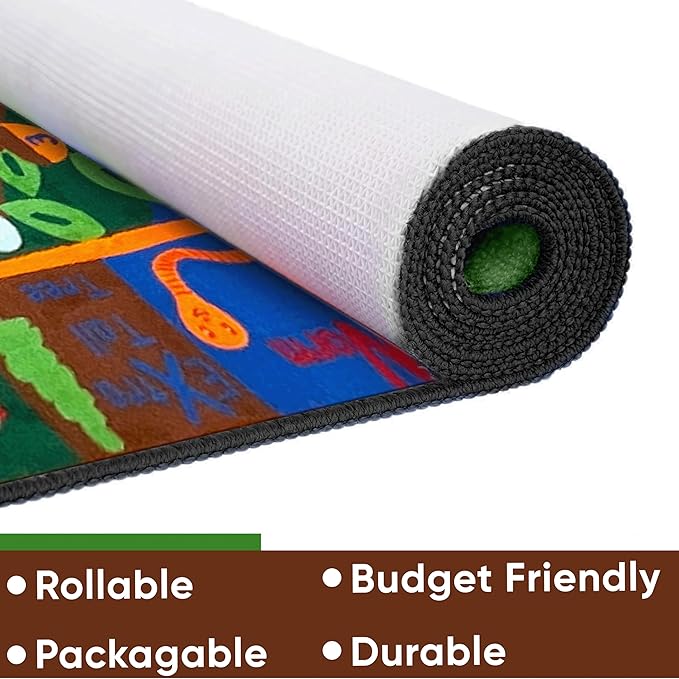 Forest Fun Animal Alphabet, 6' x 8'6" Rectangle, Educational Classroom Rug, Kids Learning Play Mat | Area Rug for Bedroom or Playroom