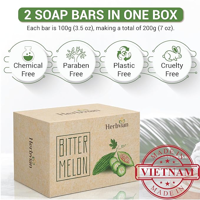 2 PCS Bitter Melon Moringa with Natural Tea Tree Oil Soap Bar for Back Acne, Anti Bacterial Momordica Charantia Body Soap, Anti-Acne, Herbal Cleansing with Melaleuca Quinquenervia Oil