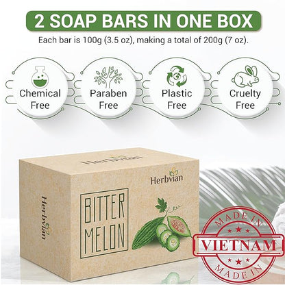 2 PCS Bitter Melon Moringa with Natural Tea Tree Oil Soap Bar for Back Acne, Anti Bacterial Momordica Charantia Body Soap, Anti-Acne, Herbal Cleansing with Melaleuca Quinquenervia Oil