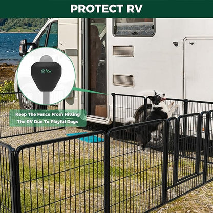 FXW Instant Unleashed Dog Playpen, Portable Pet Fence for Outdoor, RV Trips, and Camping, 32 inch, 16 Panels for Small and Medium Dogs with RV Protector Ball (Pack of 6│Patented