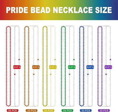 200PCS Pride Accessories, LGBTQ Pride Beads Necklace Accessories, 6 Kinds of Metallic Beads Necklace Bulk, Gay Lesbian Pride Necklace, Costumes Decor for Pride Month Parade Throws Party Favors