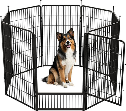 SunsGrove Dog Playpen Outdoor, Heavy Duty 45 Inch 8 Panels Dog Playpen for Large Dogs, Free and Safe Play Dog Fence Indoor, Black