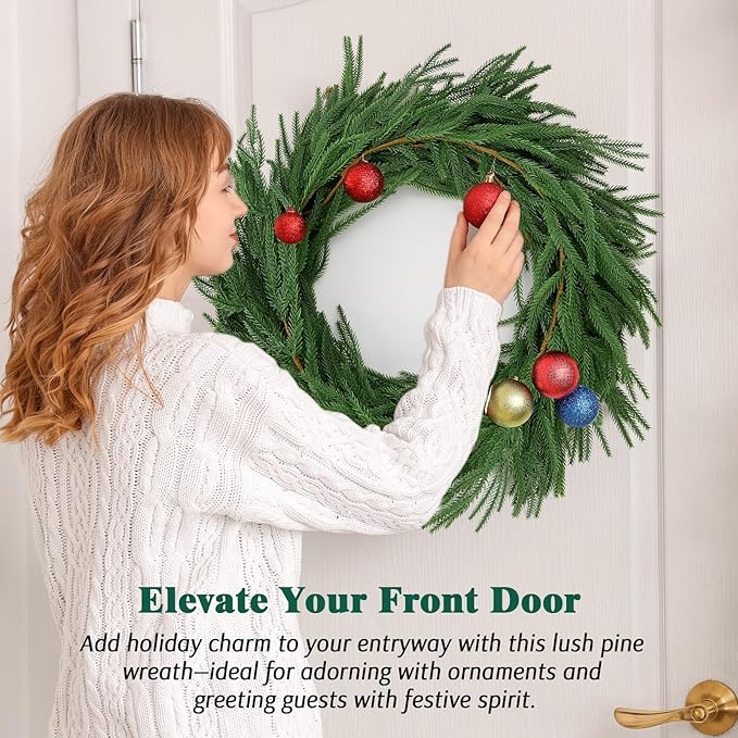 2 Pcs 6 Ft Norfolk Pine Garlands, Christmas Garlands, Real Touch Winter Pine Garland, Artificial Faux Greenery Garland for Table, Mantle, Wall, Staircase, Indoor, Outdoor Christmas Decorations