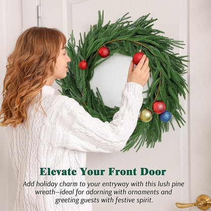 2 Pcs 6 Ft Norfolk Pine Garlands, Christmas Garlands, Real Touch Winter Pine Garland, Artificial Faux Greenery Garland for Table, Mantle, Wall, Staircase, Indoor, Outdoor Christmas Decorations