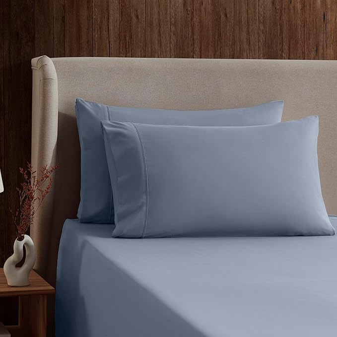 Nestl Twin XL Sheet Set - College Dorm Size - Luxury 1800 Ultra-Soft Microfiber Twin Extra Long Bed Sheets - Deep Pockets - Easy Fit - Extra Soft - 3 Piece Set (Twin XL, Stone Blue)