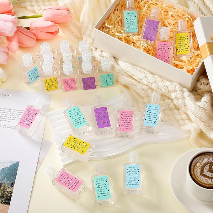 120 Pcs Thank You Gifts for Coworker Mini Hand Sanitize Gel Bulk Scent Hand Sanitizer Travel Size Inspirational Appreciation Gifts for Christmas Party Supplies Friends Teacher Employee