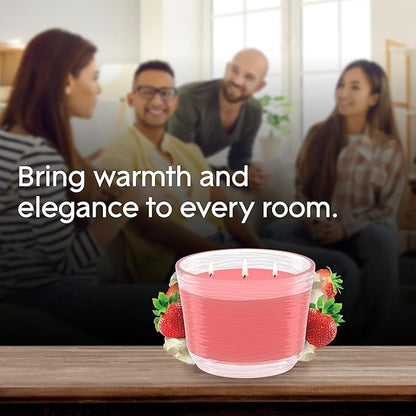 Glade 3-Wick Scented Candle Jar, Strawberry Cake Shake, Air Freshener Infused with Essential Oils, 6.8 Oz, 3 Count