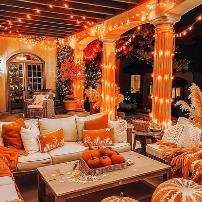 JMEXSUSS 600 LED Orange Lights for Halloween Decorations, Halloween String Lights Outdoor, Orange String Fall Light Plug in for Indoor Room Tree Yard Party Fall Decor