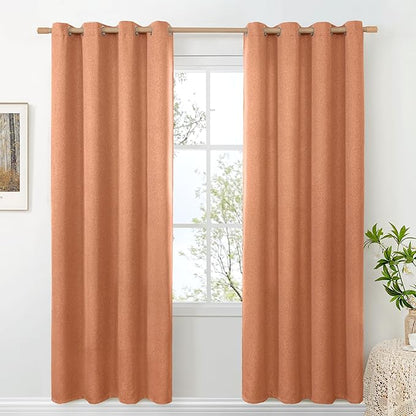 BGment Terracotta Burnt Orange Linen Curtains 78 Inch Length for Living Room, Thick Non See Through Rustic Window Drapes Grommet Light Filtering for Bedroom Privacy, 2 Panels, Each 52 Inch Wide