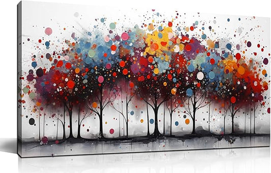 Tree Art Wall Decor for Bedroom - Abstract Wall Canvas Art for Office - Colorful Pictures Wall Art for Living Room Size 20" x 40"