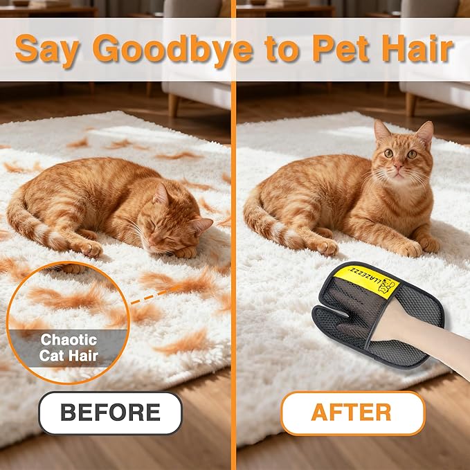 4 PCS Pet Hair Removal Glove for Dogs & Cats, Five-Finger Electrostatic Reusable Pet Hair Glove, Magic Brush Pet Hair Remover Tool for Clothing, Couch, Carpet, Car Seat