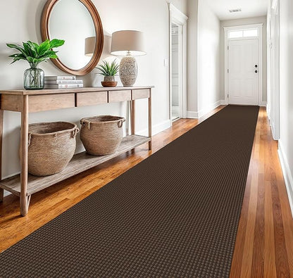 EARTHALL Runner Rug 3x20 Ft Washable Runners for Hallways Extra Long Woven Non Slip Entryway Runner Braided Kitchen Runner Indoor Outdoor Carpet Runners for Hotels, Officel, Stair, Brown