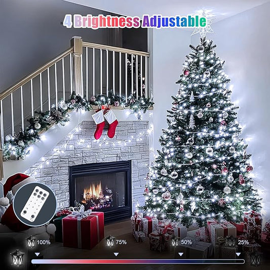 JMEXSUSS 600 LED Color Changing String Lights Plug in, 168FT White & Multicolor Christmas Lights with Remote, Christmas String Lights Outdoor Waterproof Clear Wire for Tree Xmas Decor