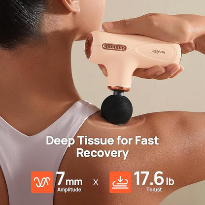 Super Mini Massage Gun Deep Tissue, Muscle Massager Gun with 5-Speed & 4 Heads, Portable Handheld Massager Quiet for Home, Gym, Travel, Office, Gift for Men & Women, Athletes, Cream