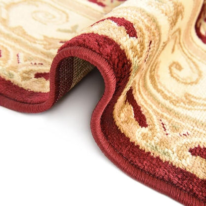 Unique Loom Versailles Collection Traditional Classic Floral Motif Area Rug (5' 0 x 5' 0 Round, Burgundy/Ivory)