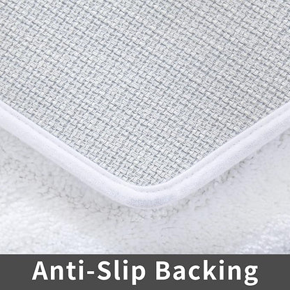 COSY HOMEER Extra Thick Bath Linen Sets Rugs for Bathroom - Anti-Slip Bath Mats Soft 100% Strong Polyester Living Room Bedroom Water Absorbent(White,17x27 - Inches)