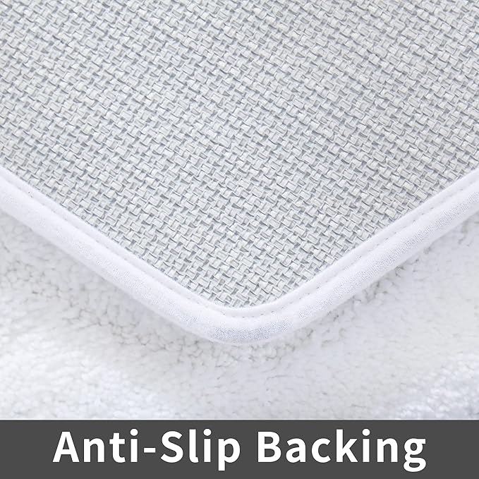 COSY HOMEER Extra Thick Bath Rugs for Bathroom - Anti-Slip Bath Linen Set Mats Soft Plush Yarn Shaggy 100% Strong Polyester Living Room Bedroom Water Absorbent(White,24x36 - Inches)