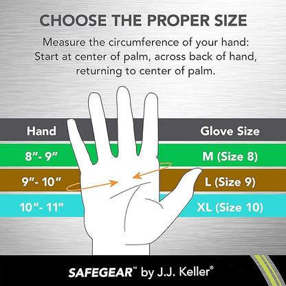J. J. Keller & Associates, Inc. SAFEGEAR PVC Vinyl Work Gloves, 3 Pairs - EN388 Cut-Resistant Orange Textured Gloves