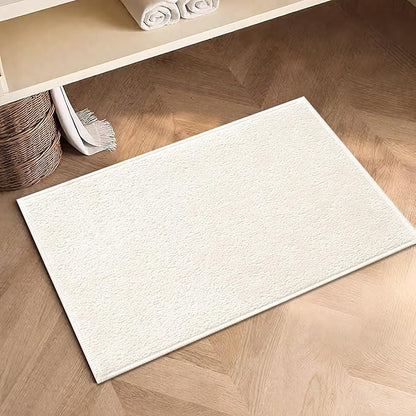 Bath Mat-Non-Slip Bathroom Floor Mats-Absorbent Quick Dry Low Pile Bathroom Rugs Fit Under Door-Bath Rug for Sink,Bathtub,Shower Room,17"×24",White