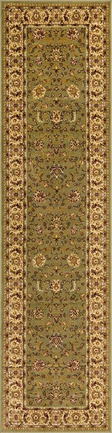 Rugs.com Aditi Collection Rug – 2' 7 x 10' Runner Green Low Rug Perfect for Living Rooms, Large Dining Rooms, Open Floorplans