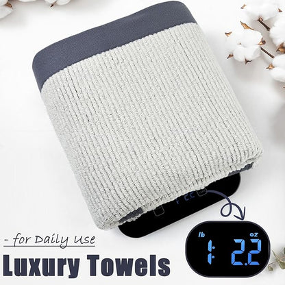 Cleanbear Bath Towels Set of 2, Silver-Gray, 520 GSM Luxury Shower Towels for Bathroom, Highly Absorbent 100% Cotton Terry Loops, 54 x 28 Inches with Individual Textured Lines