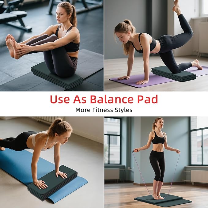 1/2 Inch Extra Thick Yoga Mat Pilates Equipment, 69"x24" Odorless Workout Mats for Home Gym, Non-slip Exercise Mats for Women Men Home Workout, Foldable Yoga Mats for Travel Camping Sleeping