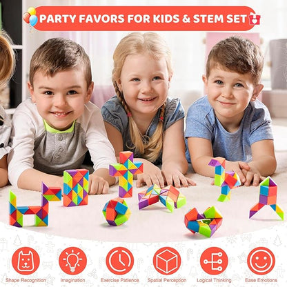 36pcs Boy Party Favors - Fidgets Snake Cube Puzzles Toy for Goodie Bags, Bulk Toys, Classroom Prizes Birthday Valentines Back to School Students Gift Stuffers Rainbow Party Toys for Boy