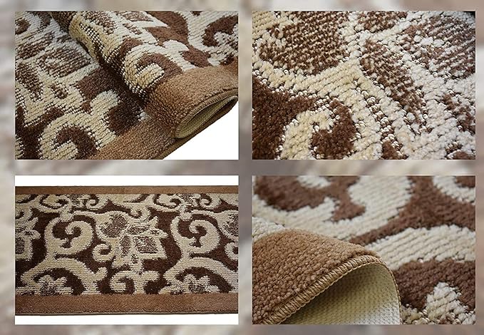 Custom Size Lily Hallway Runner Rug Slip Resistant, 26 Inch Wide x Your Choice of Length Size, Brown, 26 Inch X 11 Feet, Sold and Priced Per Foot
