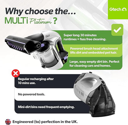 Gtech Ultimate Cordless Vacuum Bundle – AirRAM 3 Upright with Anti-Hair Wrap & Multi Platinum Handheld – Powerful, Lightweight Cleaning for Home & Car