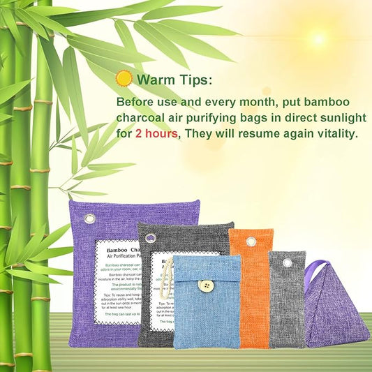 Bamboo Charcoal Bags Odor Absorber 20 Pack×50g Bamboo Charcoal Air Purifying Bags, for Car Air Fresheners, Odor Eliminator for Home，Shoe Deodorizer - Colorful-Activated Charcoal Odor Absorbers