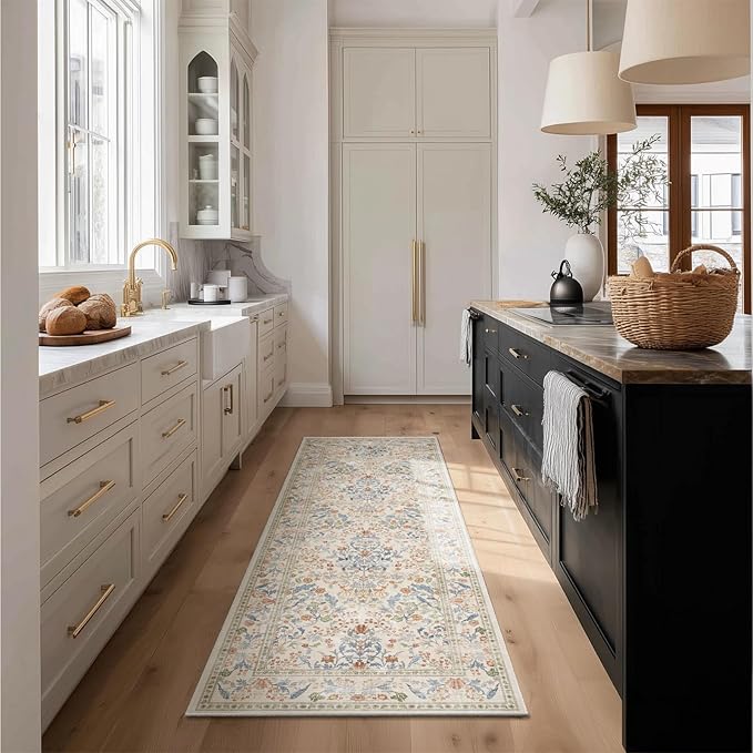 Runner Rug Washable Kitchen Runner: 2'x 6' Rug Runners for hallways Stain Resistant Non Slip Low Pile Soft Carpet Runners for Bedroom Hallway Entryway Indoor Beside Bathroom Laundry Room