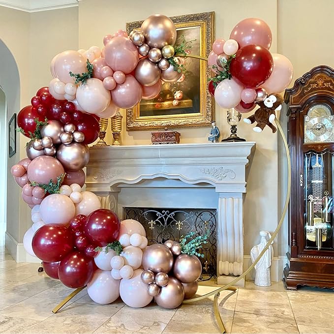 Burgundy Rose Gold Balloon, 60 Pcs 12 Inches Wine Red Champagne Confetti Balloons for Women Girls Birthday Wedding Bridal Shower Party Anniversary Decoration