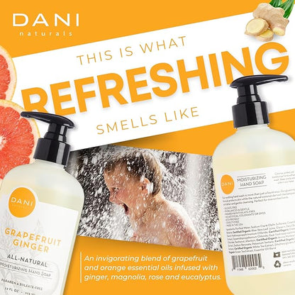 Naturals Moisturizing Hand Soap – Grapefruit Ginger Scent, Hydrating, Sulfate-Free & Paraben-Free, 12 Oz Bottle with Pump, Gentle Cleansing for Dry Skin