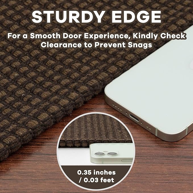 EARTHALL Woven Runner Rug 2x12 Ft Washable Runners for Hallways Extra Long Cotton Non Slip Rubber Backed Kitchen Runner Braided Indoor Floor Carpet for Entryway, Hall, Kitchen, Brown