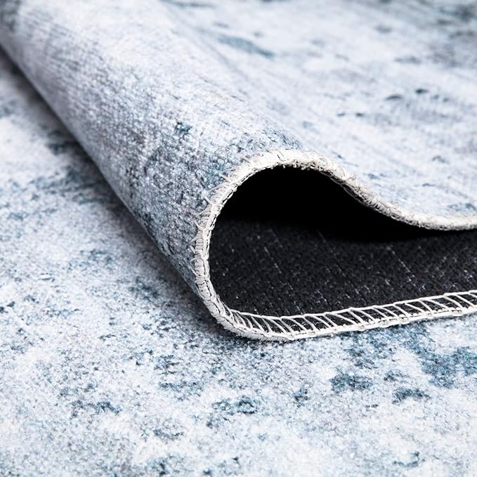 Bloom Rugs Washable Non-Slip 2x3 Rug - Blue/Gray Modern Abstract Area Rug for Living Room, Bedroom, Dining Room, and Kitchen - Exact Size: 2' x 3'