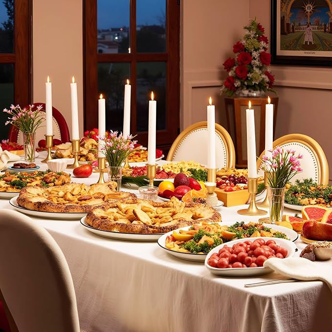 Candlestick Holders Taper Candle Holder 6Pcs Brass Gold Metal Vintage Short Stick Holders Set for Home Dinning Table Wedding Centerpiece Holiday Party Chrismas Mantel Holiday Dinner Base Widening