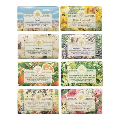 Wavertree & London Assorted Favorites 8 Bars Scented Natural Soap Bars, 7oz Each Moisturizing French Triple Milled Soap Bars Enriched with Shea Butter and Pure Plant Oils | All Body & Bath Soap