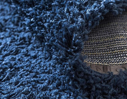 Unique Loom Solid Shag Collection Area Rug (9' x 12' Rectangle, Sapphire Blue/ Navy Blue)